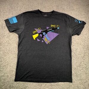 Grunt Style Mens XL Graphic T Shirt Rack‎ It Bang It Tap It AR Rifle US Flag Tee